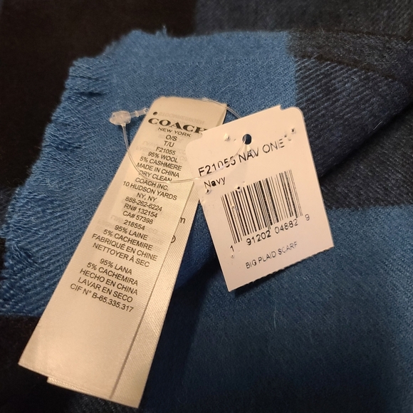 New Coach Big Plaid Scarf Wool Cashmere - Picture 4 of 4